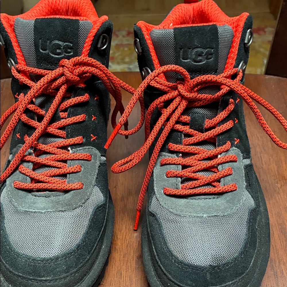 UGG Gray and Red Lace-Up Outdoor Sneakers